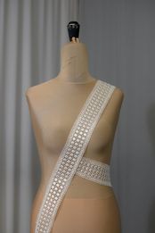 bordo macrame bianco anche strass ss34 Foto 2