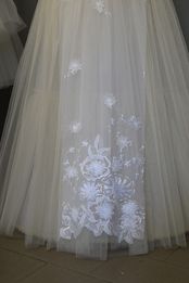 pizzo tulle bianco fiori rilievo 140 Foto 3