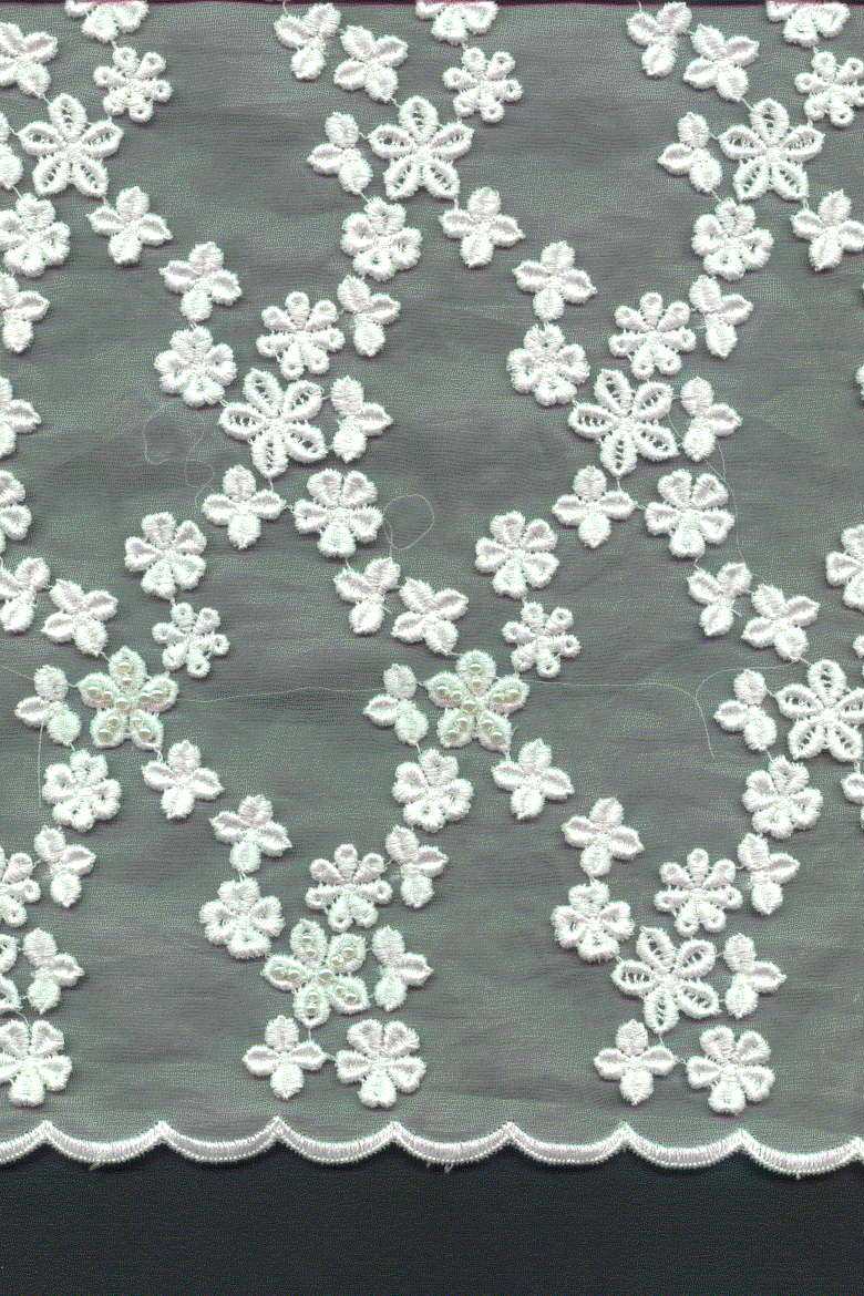 organza bianco con ricamo avorio cm 140 Art 0931LOAV